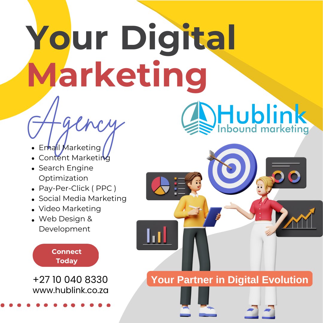Your digital evolution starts here! Let's grow together. Visit our website @ hublink.co.za or call us on: 010 040 8330🌟 #DigitalPartner