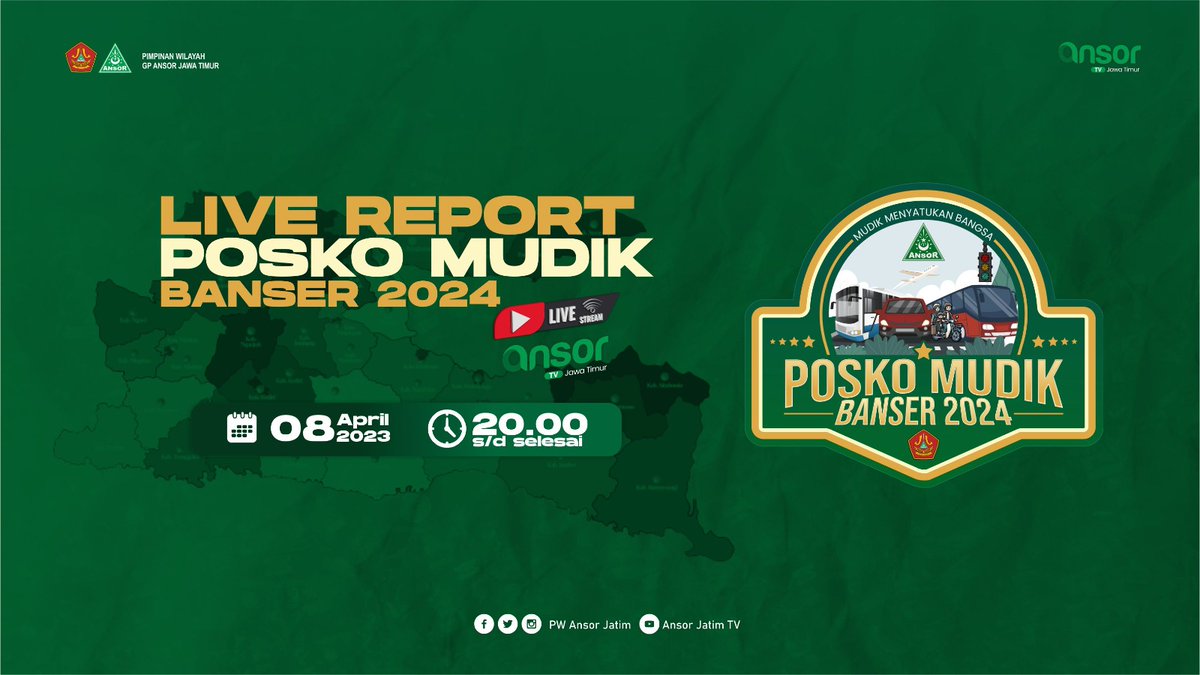 #PoskoMudikBanser2024 #PoskoMudikBanserJatim Pantau terus perkembangan mudik 2024 Jangan lupa mampir ke posko Banser @pwansorjatim @Official_Ansor