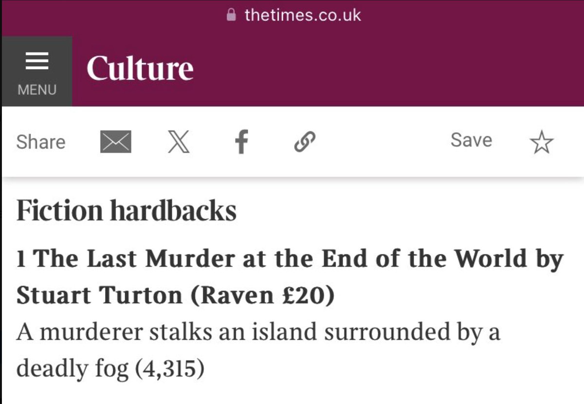 Another big congrats to @stu_turton - No.1 Sunday Times Bestseller! I wanted to accompany this tweet with a photo of the paper, but inexplicably @thetimes decided not to print the list this week. I'm just sorry for all the authors who didn't see it & those involved with the books