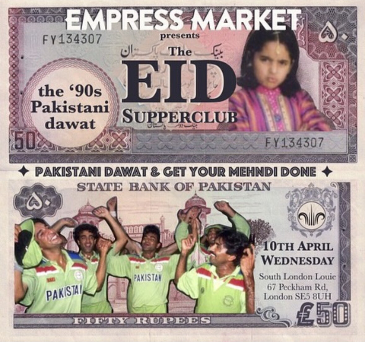 Step back into the nostalgic embrace of 90's Pakistani hospitality at the #EmpressMarket #Eid Spring #Supperclub! Join in for an evening of reminiscing, delectable treats, and henna artistry. Secure your spot now and get tickets here: eventbrite.co.uk/e/the-90s-paki… @empressmktldn