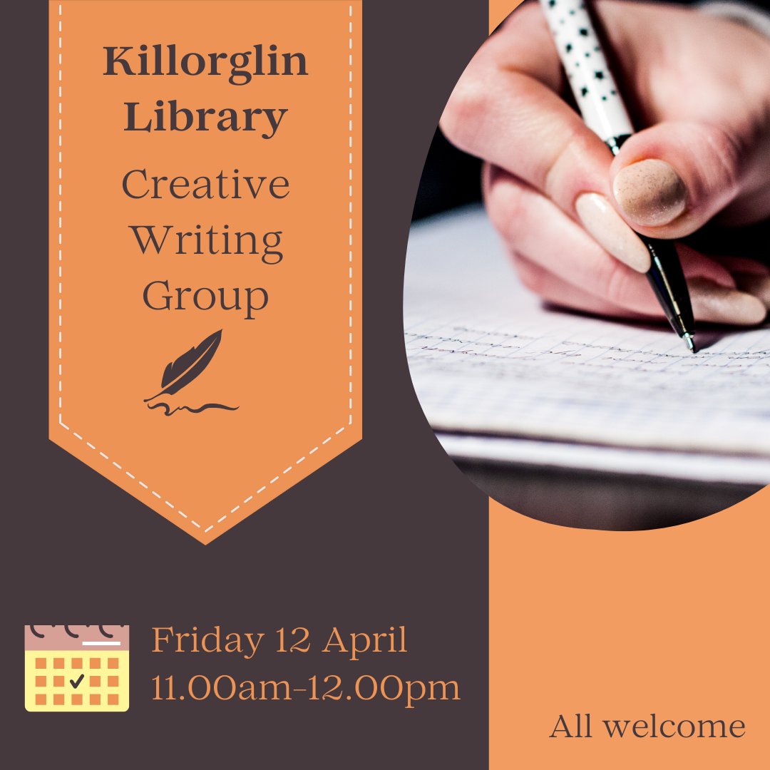 The first meeting of the Killorglin Library creative writing group will take place this Friday, 12th April from 11am to 12pm. All welcome!