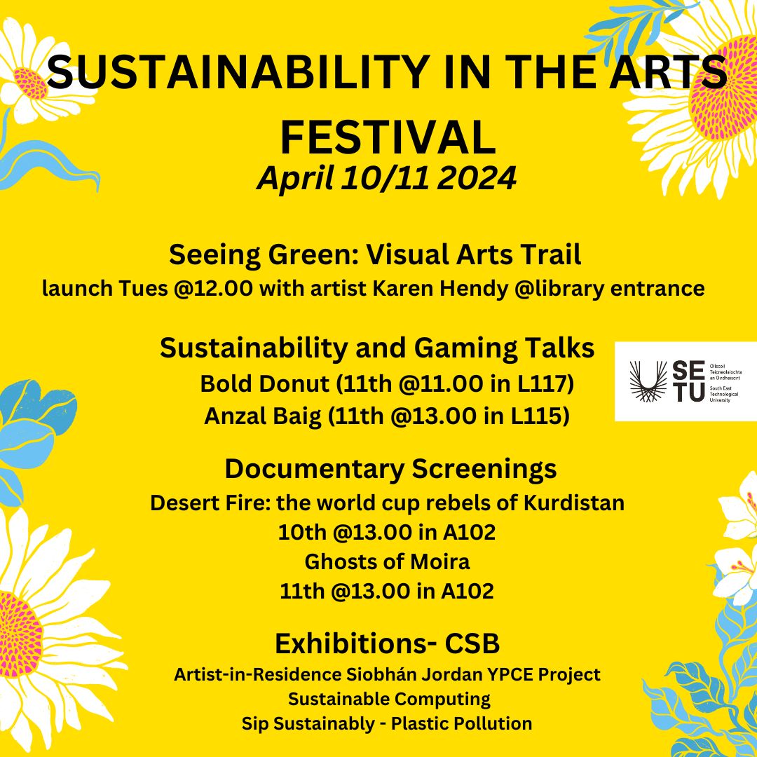 SETU's Sustainability in the Arts festival is taking place in the 3 campuses this week on Wed and Thur. Everyone is welcome to join the free events, see list of events taking place on the Carlow campus. Artist Karen Hendy - Visual Arts Trail: heyzine.com/flip-book/9633…