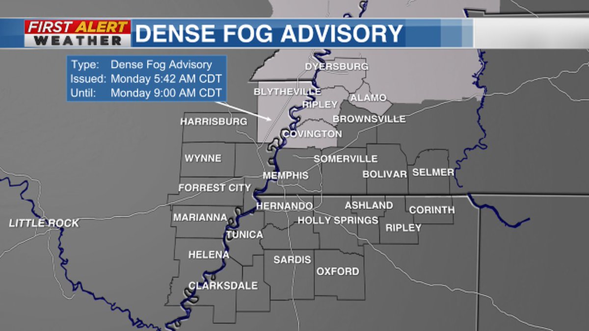 The National Weather Service has issued a DENSE FOG ADVISORY. Stay tuned to Action News 5 or actionnews5.com for more information from the First Alert Weather Team. #AN5FirstAlert
