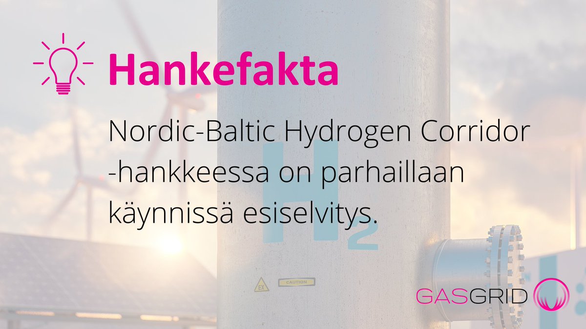 Nordic-Baltic Hydrogen Corridor -hankkeen esiselvityksessä analysoidaan, millaisia edellytyksiä on kehittää rajat ylittävä #vetyinfrastruktuuri Suomesta Baltian maiden ja Puolan kautta Saksaan. Tutkimuksen on tarkoitus valmistua vuoden 2024 puoliväliin mennessä. #vetytalous