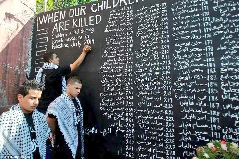 This is the Palestinian Wailing Wall. These are some of the Names of children massacred by Israel in Gaza in July 2014 alone. This was almost 10 years ago. It didn't start on October 7th.