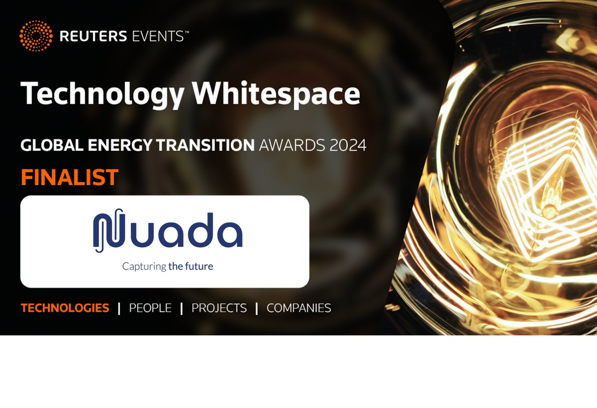 🏆Nuada has been nominated for the prestigious Technology Whitespace award at @Reuters Global Energy Transition Awards 2024. 🚀The award recognizes innovations that makes the impossible possible, aligning with our mission to make carbon capture for industry a feasible reality.