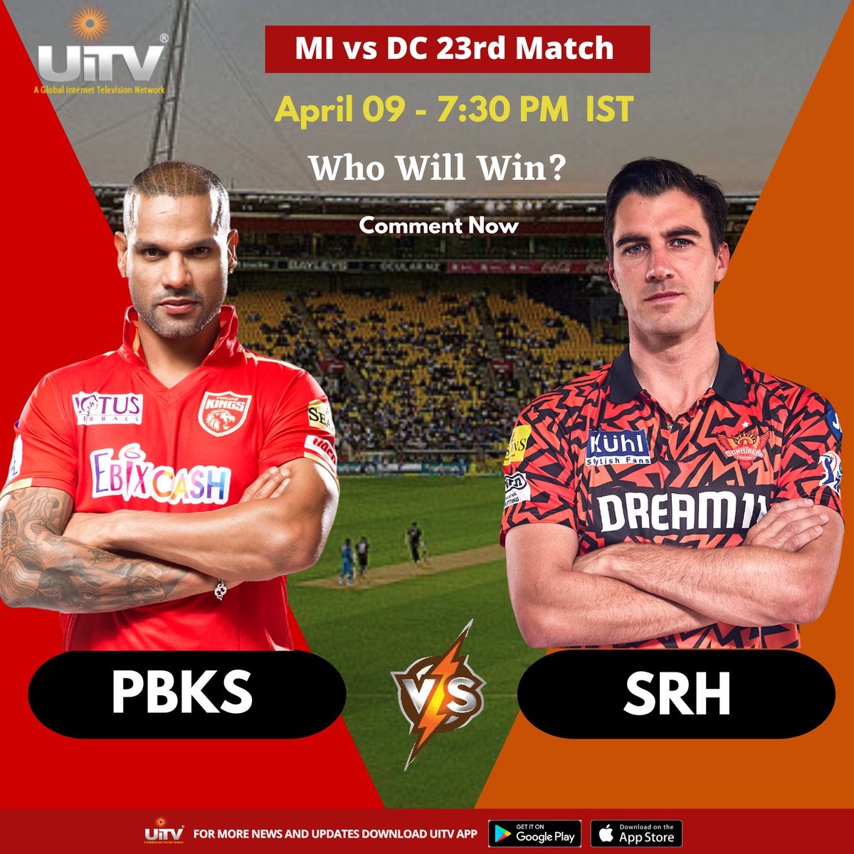 '🏏 Excitement is in the air as the battle unfolds! 🌟 PBKS vs SRH promises to be a nail-biting showdown! 🎉 Who will emerge victorious tonight? 🏆 Don't miss a single moment of the action! 🔥 #PBKSvsSRH #IPL2024 #CricketFever #GameOn #CricketFansUnite #T20Action' 🏏🔥