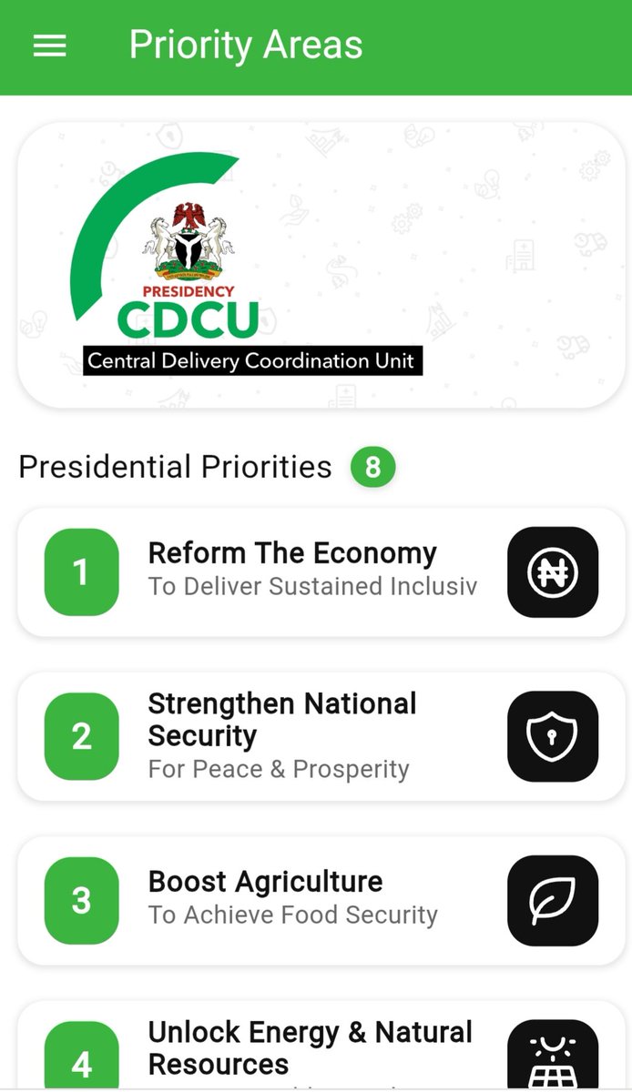 Dear fellow Nigerians, the time has come for us to assert control over our governance by actively monitoring and reporting on the performance of Ministries, Agencies, and Departments using the Citizens Delivery Tracker App.

app.cdcu.gov.ng

#PBATMeansBiz…