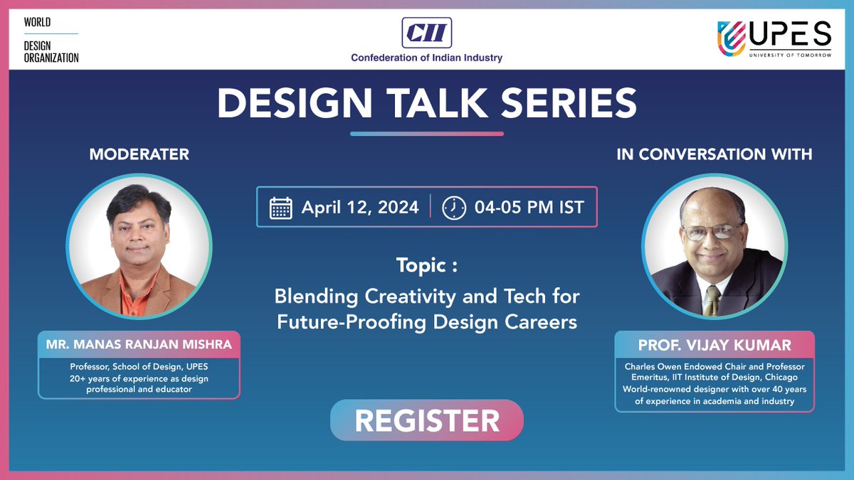 With the view to sensitize Indian stakeholders to the benefits of investing in design, CII, in collaboration with @worlddesignorg, is hosting the “Design Talk Series” supported by @UPESDehradun (University of Petroleum & Energy Studies). In an intriguing session, @VijayID,…