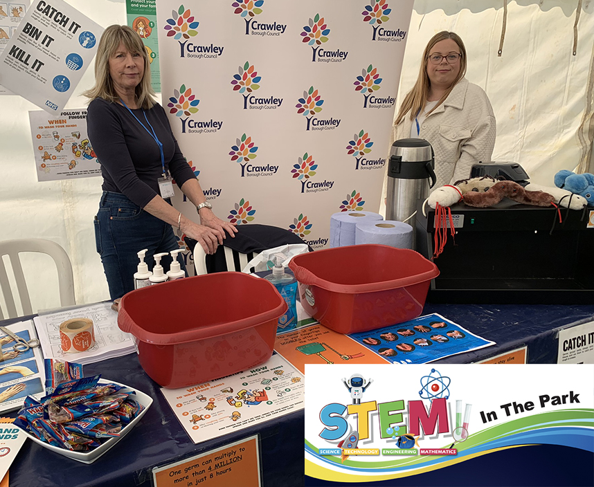 Visit @crawleybc at #STEMInThePark2024 & find out the importance of washing your hands properly! Sat 18 May 2024, 11am-1pm Memorial Gds, #Crawley thestemhub.org.uk/stem-in-the-pa… #FREE #STEMforkids #TEACHers #parents #careers #STEMeducation #teachertwitter #families #activities