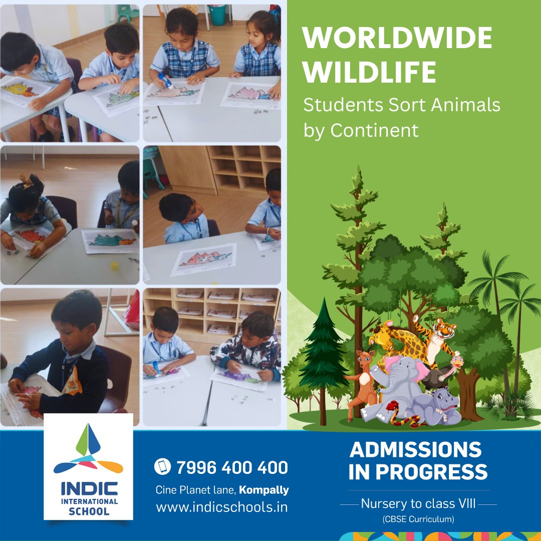 Students learned about the diverse habitats and ecosystems found across different continents, gaining a deeper understanding of global biodiversity. #AdmissionsOpen: Nursery to Class VIII. Call 7996 400 400 or visit indicschools.in #Kompally #IndicInternationalSchool