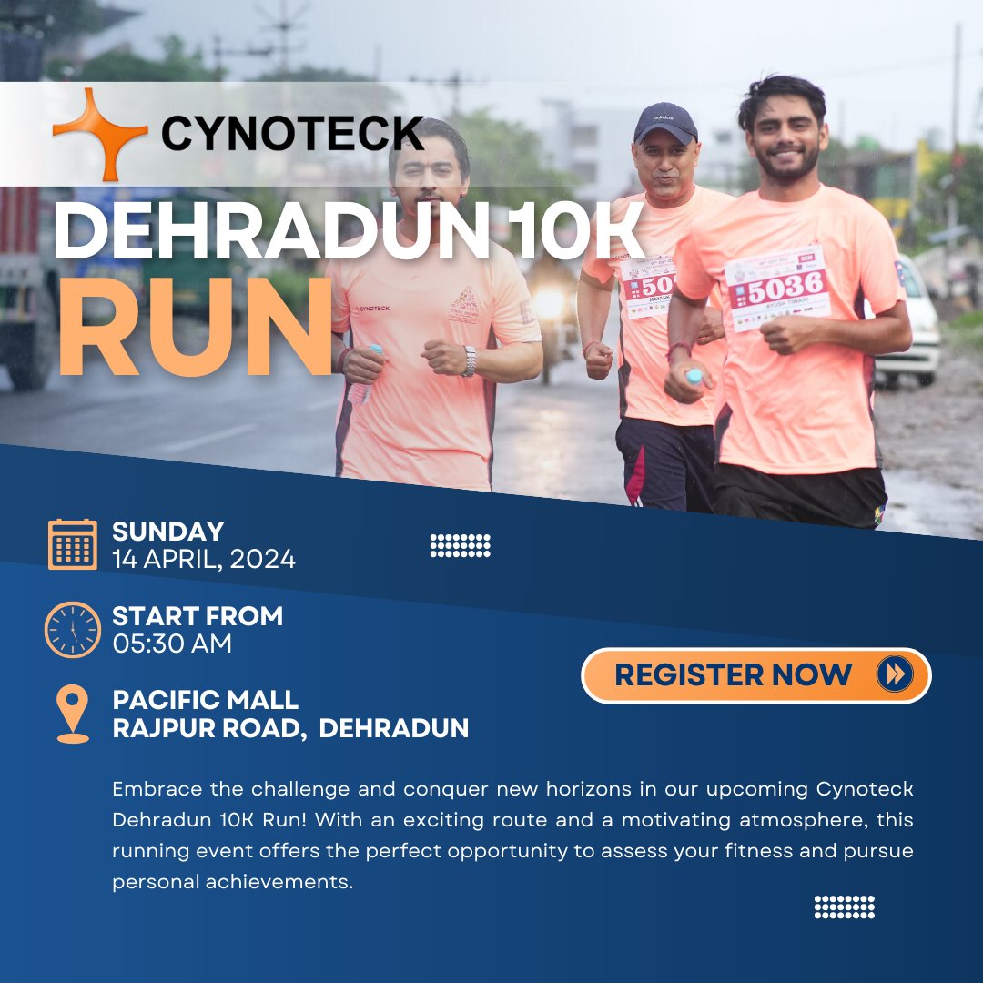 With just a few days left until the Cynoteck Dehradun 10k Run, we're eagerly looking forward to participating in this event. Will you be joining us for the run? Don't miss out—secure your spot now by registering through the provided link #runnerscommunity #RunforFun #runforlife