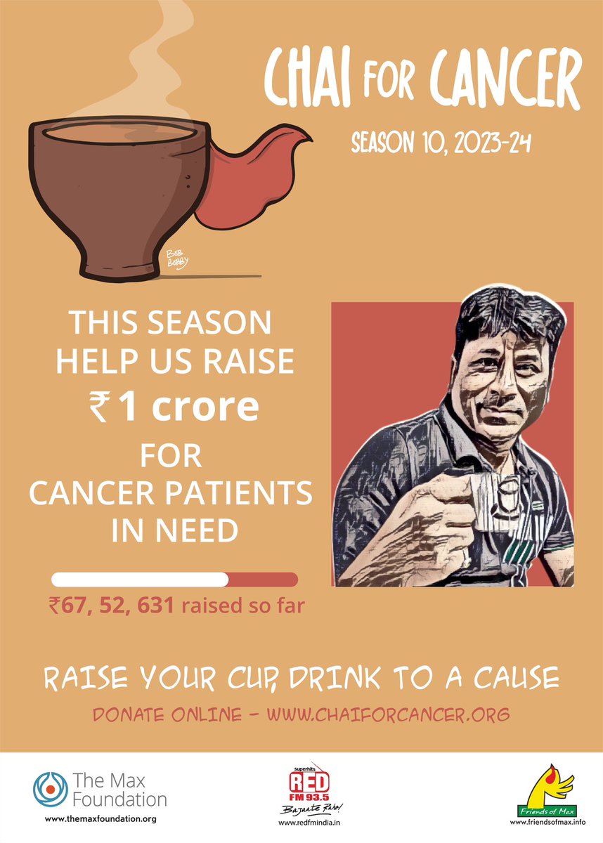 So far this @chaiforcancer season we have raised 67+ Lakhs for patients in need. 🙏 all for supporting the cause by contributing and hosting Addas. Our target this year is very ambitious. Help us give one last push so that in the remaining few weeks we get closer to our target