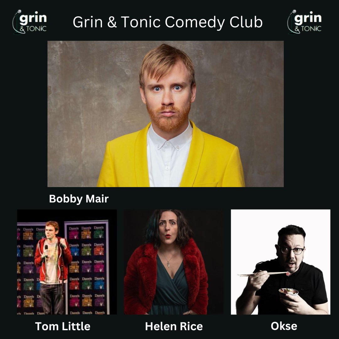 🤣Grin & Tonic Comedy Club🤣 Join Bobby Mair, Tom Little, Helen Rice, Okse and compere Anthony J. Brown at July's Grin & Tonic Comedy Club. 📆Sat 27 Jul ⏰8pm 🎟£11.50/£10,50 (Pay what you can tickets available) rotherhamtheatres.ticketsolve.com/ticketbooth/sh…