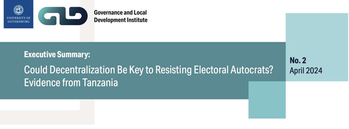 Could Decentralization Resist Electoral Autocrats? Our latest executive summary presents evidence from #Tanzania that opposition-led local governments in decentralized areas can constrain the central government’s reach and build a stable opposition: bit.ly/4aIFYBL