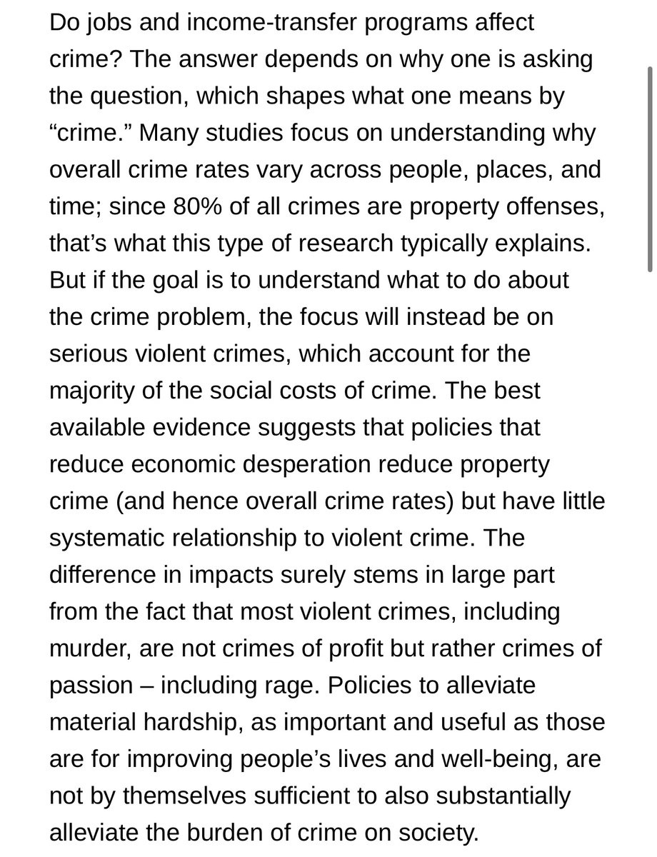 Jens Ludwig and Kevin Schnepel: transfers and employment programs affect property, but not violent, offending nber.org/papers/w32297