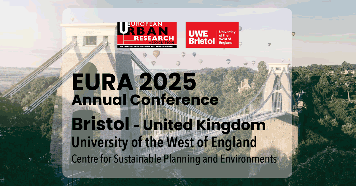 📣 EURA 2025 CONFERENCE When? June 2025 Where? Bristol, United Kingdom Conference Theme: 'Creating Healthy and Sustainable Cities' Hosted by @UWEBristol - @UWE_SPE More info coming soon!