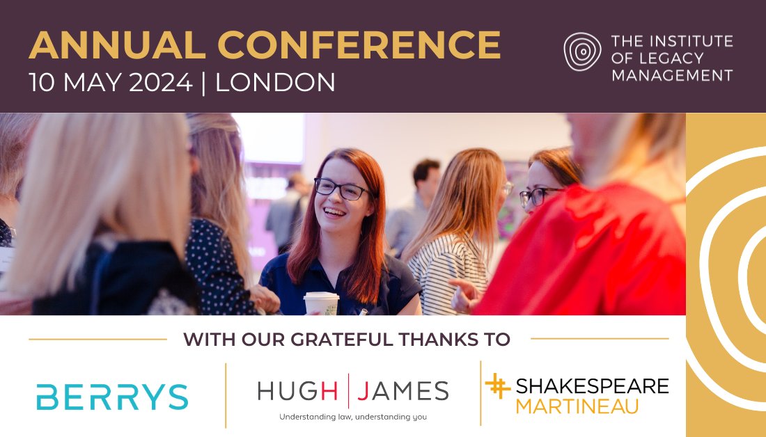 As the ILM Conference draws near, we want to take a moment to express our appreciation to our key sponsors. - @HughJamesLegal | @Berrys_UK  | @SHMALaw Learn more about them all here: legacymanagement.org.uk/our-partners/c… #ILMCONF2024 #conference2024 #legacies