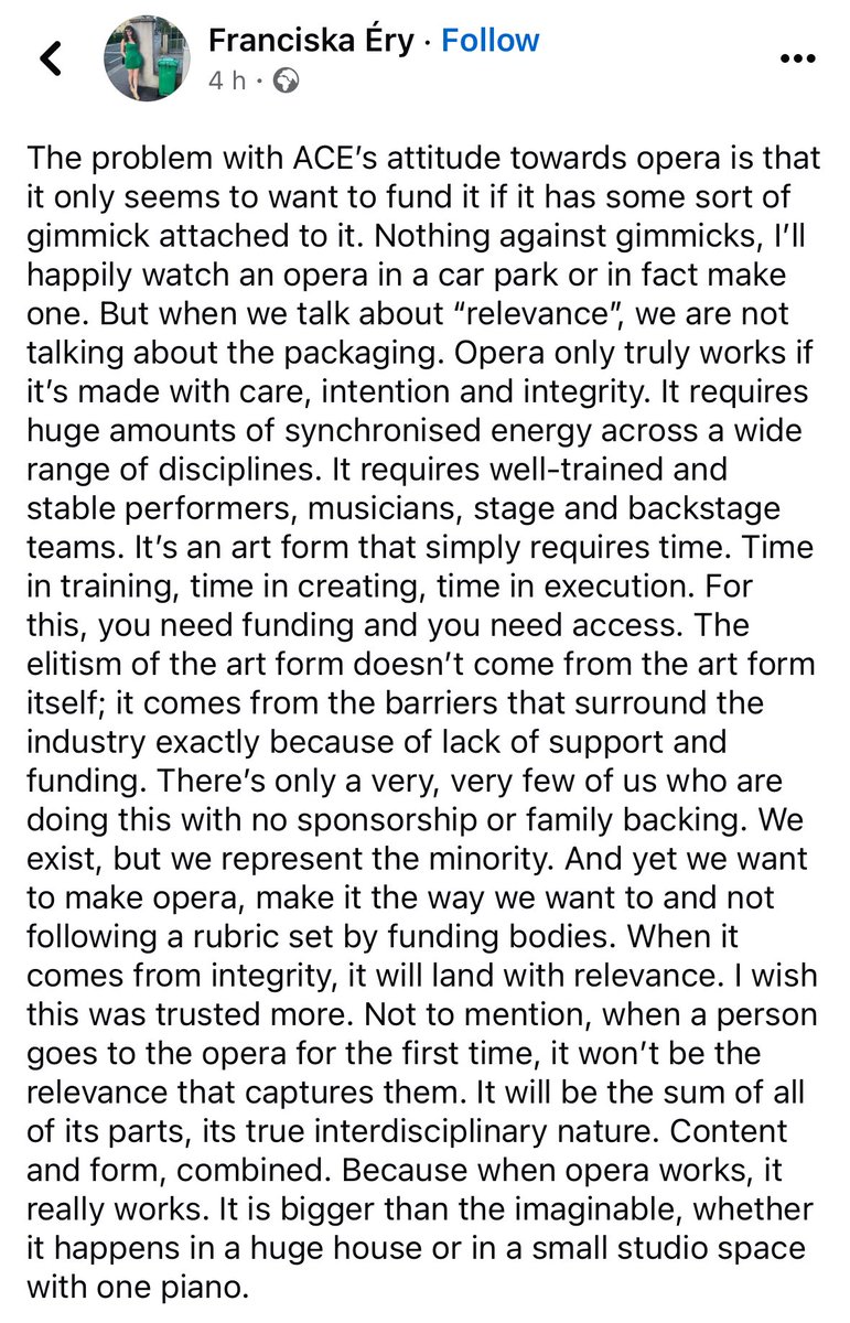 Why is @ace_national’s attitude towards opera problematic? @Franciska_E NAILS IT: when it comes from integrity, it will land with relevance. We need time, not gimmickry. FAO @ThangamMP @KeeleyMP @neill_bob @HarrietHarman @KevinBrennanMP
