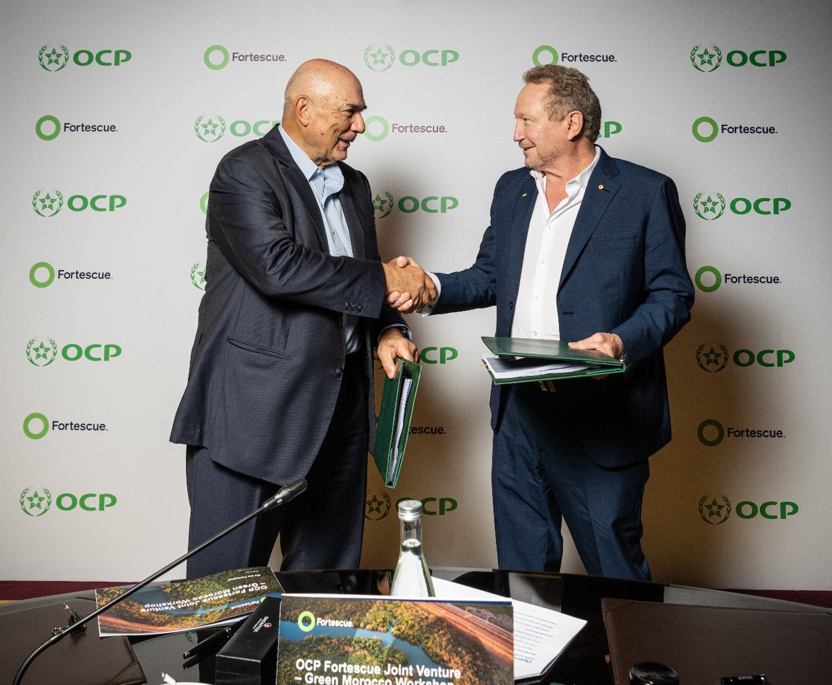 We’re excited to share our partnership with @FortescueNews! Together, we’re committed to powering #Morocco and the world with #GreenHydrogen and #Ammonia. Our goals: -Green hydrogen & ammonia production; -Renewable energy R&D hub; and -A sustainable energy ecosystem in Morocco.