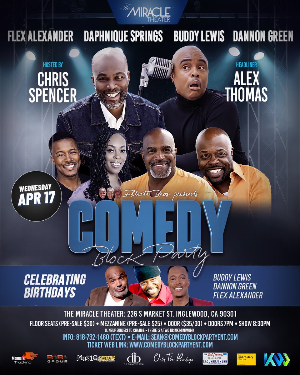 Let’s get it! 9 more days to the left. Get your tickets today at: comedyblockpartyent.com
Hosted by @thechrisspencer @IamDsprings @comediandannon @_FlexAlexander @Buddylewisjokes @iamalexthomas 
@CityofInglewood @MiracleOnMarket @baboutbizness @comedygrind3