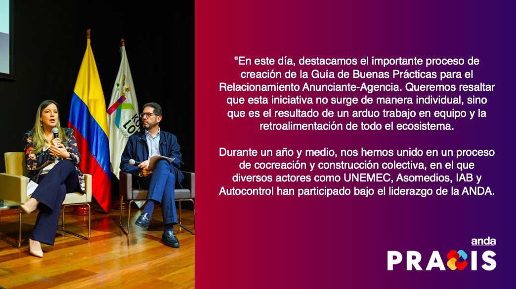 Mónica Ramírez, Directora Ejecutiva de Autocontrol, habla en el primer encuentro de PRAXIS, sobre la construcción de la Guía de Buenas Prácticas para el Relacionamiento Anunciante-Agencia y su relevancia en la industria.