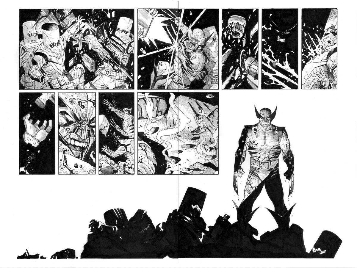 Double pager of Wolverine doing his thing. From last week’s X-MEN #33.