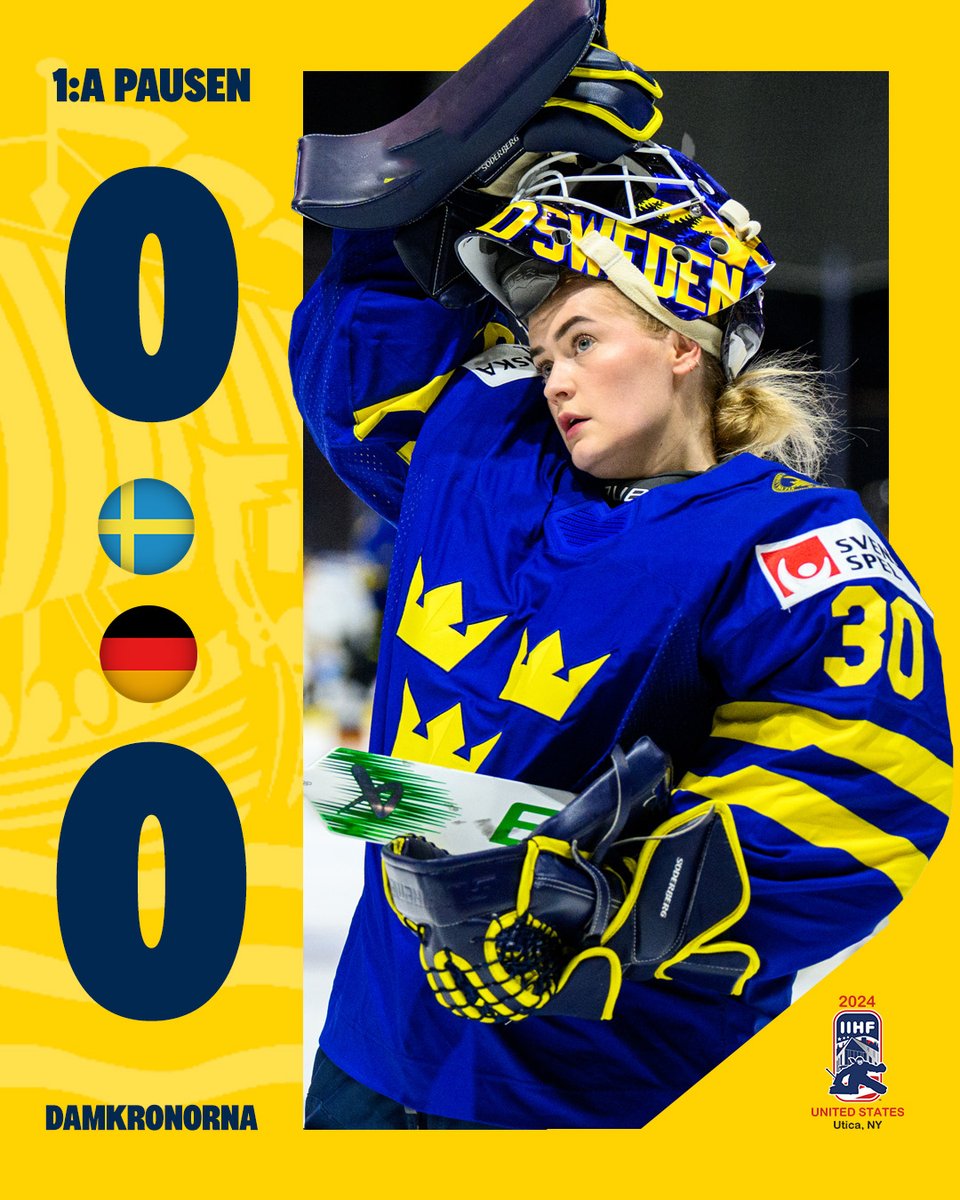 🇸🇪🇩🇪 Mållöst efter 20 spelade minuter. Vi inledde bäst, men tyskorna jobbade sig in i matchen. Det är jämnt, intensivt, sevärt och spännande. Skotten 10-4 till Sverige. Emma Söderberg stabil som muren längst bak. 🥅 📺 Du ser fortsättningen i SVT.