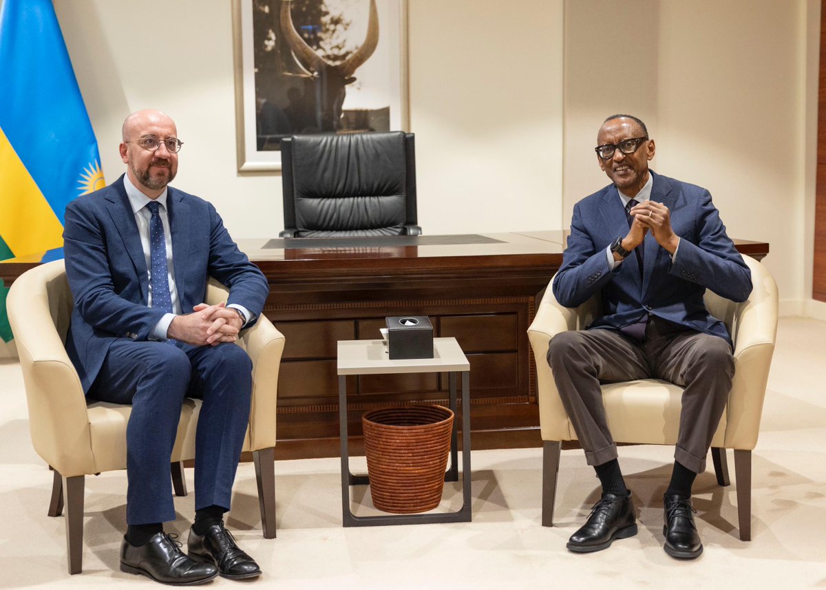President Kagame met with H.E. @CharlesMichel, President of the @EUCouncil who visited Rwanda for yesterday’s National Remembrance Ceremony, marking the 30th commemoration of the 1994 Genocide Against the Tutsi. They discussed the continued productive collaboration in key sectors…