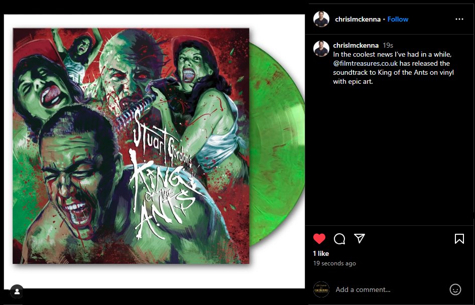 Sean Crawley himself Chris L. McKenna approves of our release of the KING OF THE ANTS - OST LP! We're going to have to land one in his lap now aren't we? Get yours here: treasuredfilms.co.uk/treasured-film… #stuartgordon #bobbyjohnston #treasuredfilms