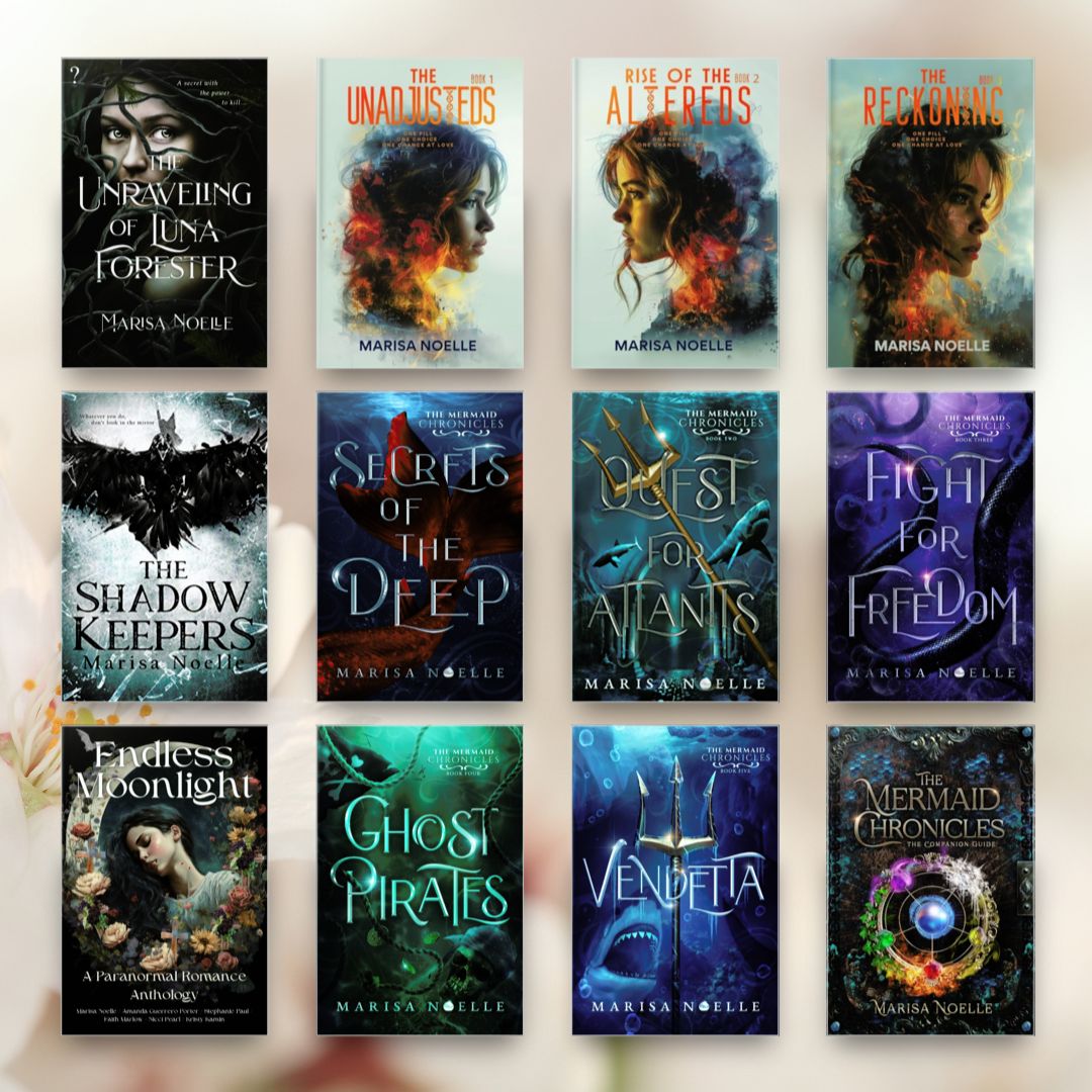 What do you like to read? I got you covered with some fantasy romance, dystopian sci-fi, horror and dark fantasy...always with mental health rep. You can check them out here: marisa-noelle.sumup.link #TheUnadjusteds #TheMermaidChronicles #TheShadowKeepers #UnravelingLuna