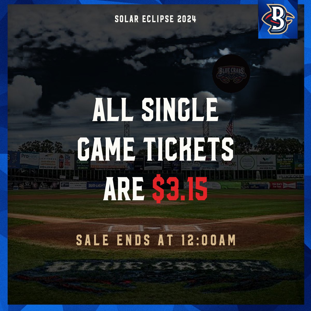 ‼FLASH SALE‼

In honor of today's Solar Eclipse, all single game tickets are $3.15! Sale ends at midnight!

Purchase tickets here: shorturl.at/kFGV1

#RingChasing💍