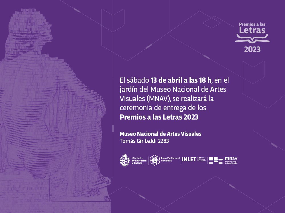 🏆 En el marco de la tercera edición de #LaGalateaUy, el sábado 13 de abril en el jardín del @mnav_uruguay, entregaremos los Premios a las Letras 2023.
🎉¡Nos vemos ahí!