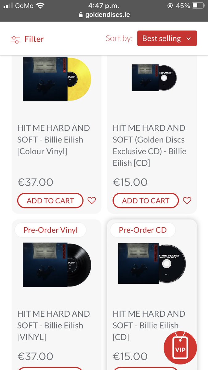 WAIT THEY DONT HABE THE BLUE ONE ON GOLDENDISCS IM GOING TO HAVE TO PAY SO MUCH FOR IT ON BILLIES WEBSITE