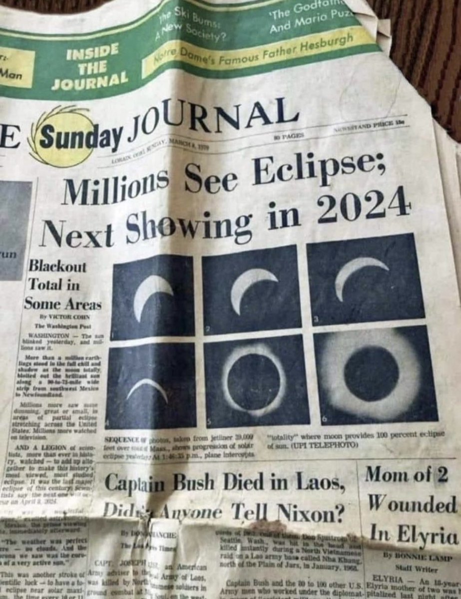 A newspaper from 1979 mentioning the 2024 eclipse.