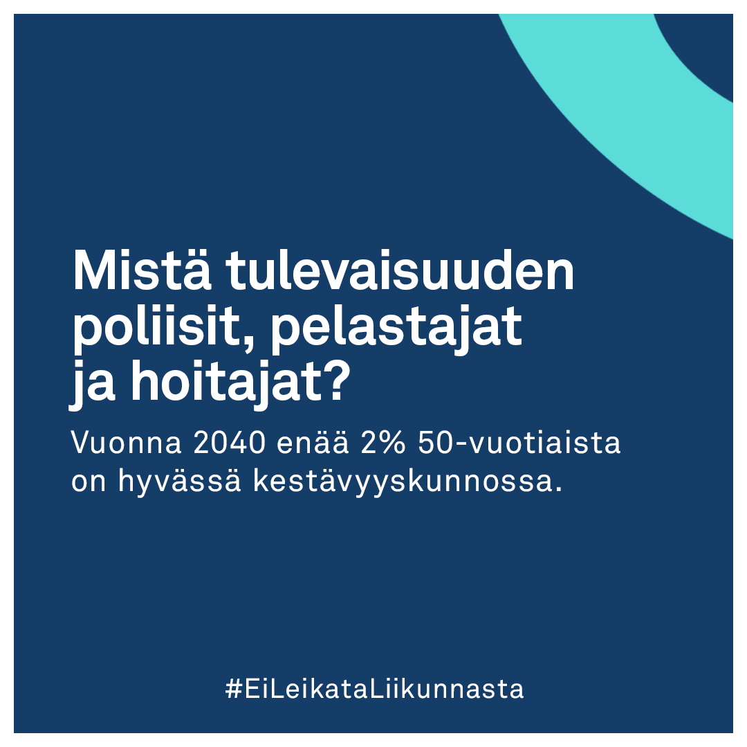 Tilanne on hälyttävä: suomalaisten heikkenevä toimintakyky haastaa työuria ja taloutta🚨 

Siksi panostukset liikkumiseen ja liikuntaan on turvattava. 

#EiLeikataLiikunnasta #kehysriihi