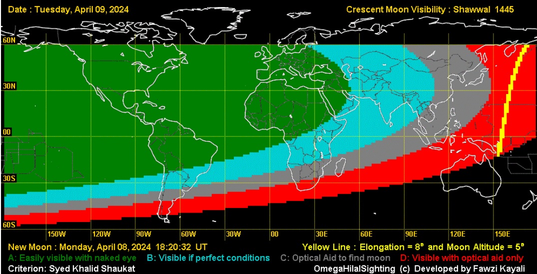 There is a good possibility that moon will be visible in Pakistan tomorrow evening (subject to weather conditions). So don't be surprised if Eid is on Wednesday (April 10).