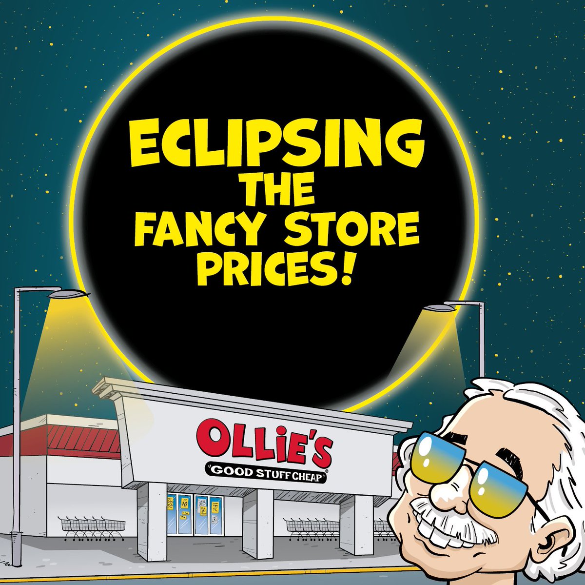 Deals so BRIGHT🌞we gotta wear SHADES! 🕶 *Caution: Don't stare directly at the bargains! Prolonged exposure to Everyday Low Prices may lower your monthly budget & cause irreversible thriftiness! Consult your local Ollie's for safe Bargain Hunting procedures! #goodstuffcheap