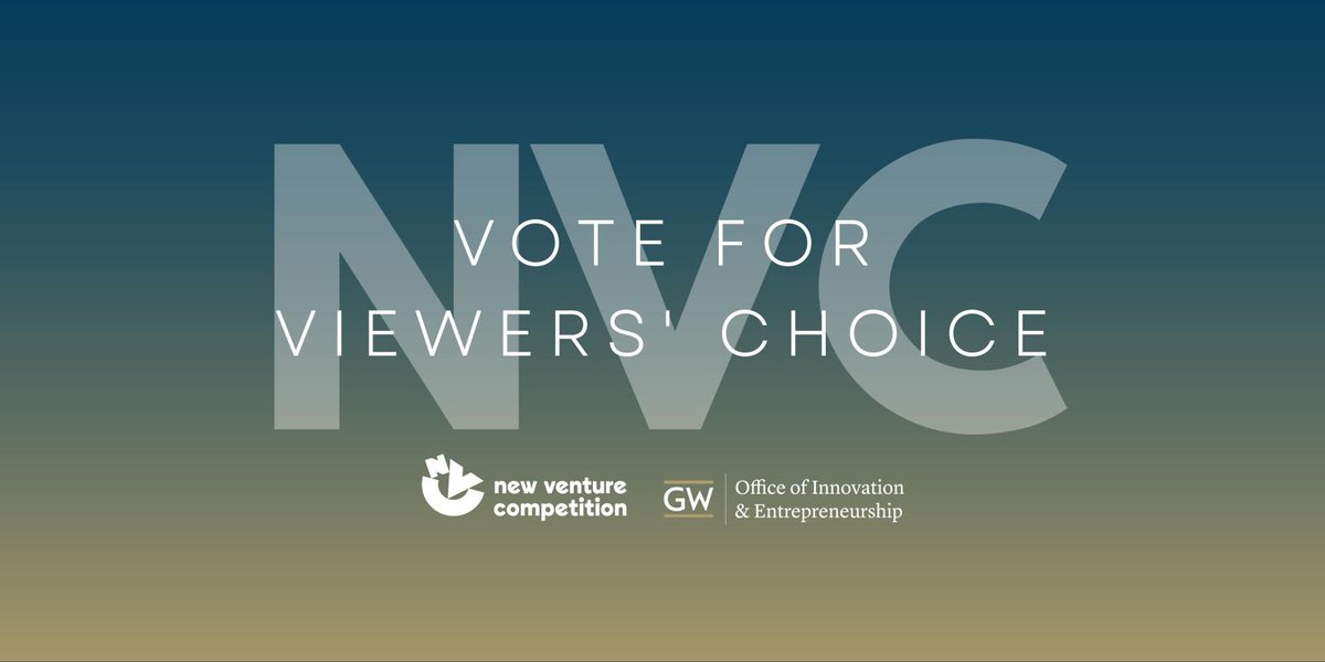 The 16th annual GW New Venture Competition Award Ceremony happens Thursday! Vote for your favorite team to win the $7,500 Viewers' Choice Award (through midnight on April 9)🔽 newventurecompetition.gwu.edu/viewers-choice… Register to attend the ceremony🔽 newventurecompetition.gwu.edu/registration-n…