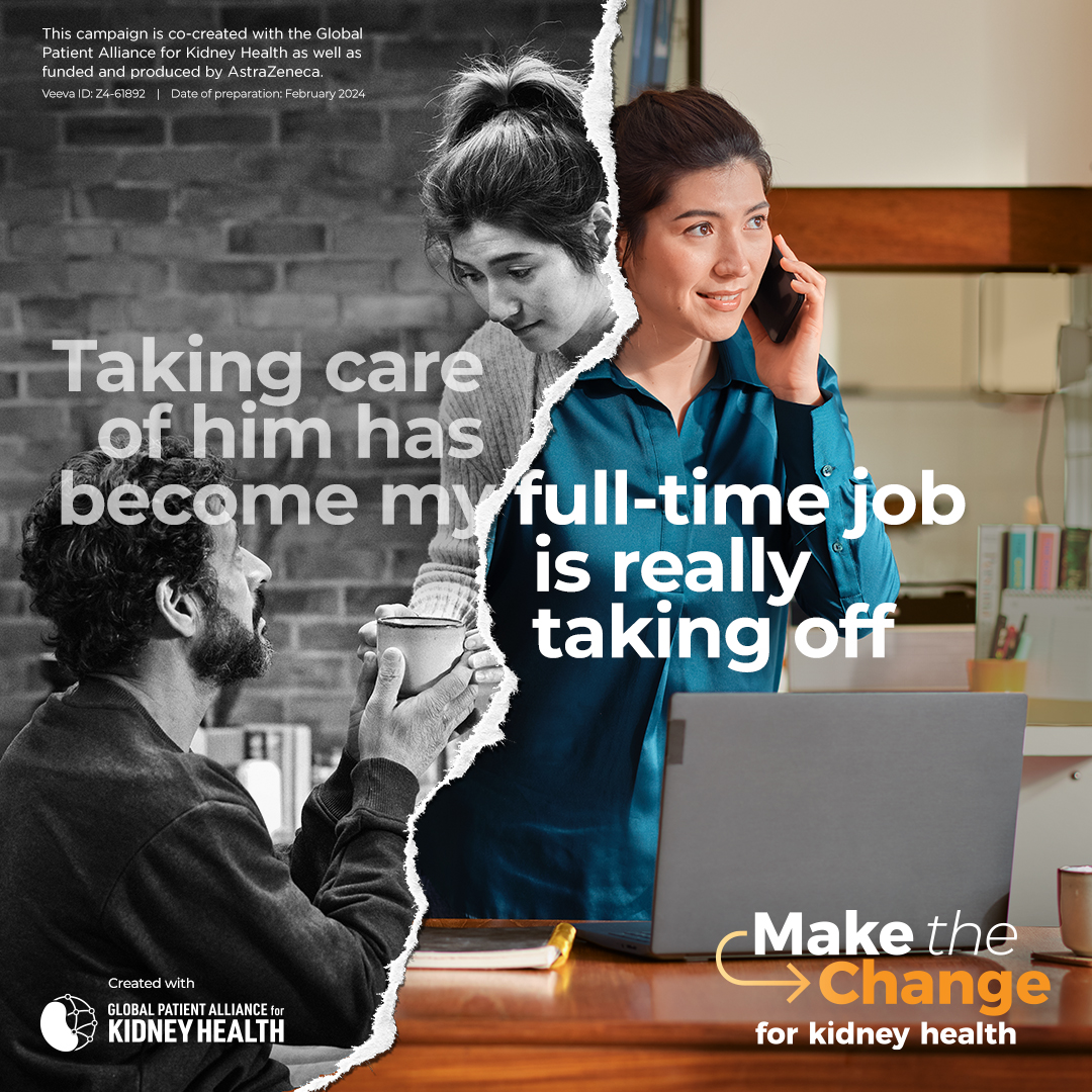 #DYK? Some caregivers report providing up to 35 hours of support a week for their loved ones living with #CKD. Share this post to raise awareness of how health policies can keep people at work for longer when we make the change #ForKidneyHealth: changeforkidneyhealth.com