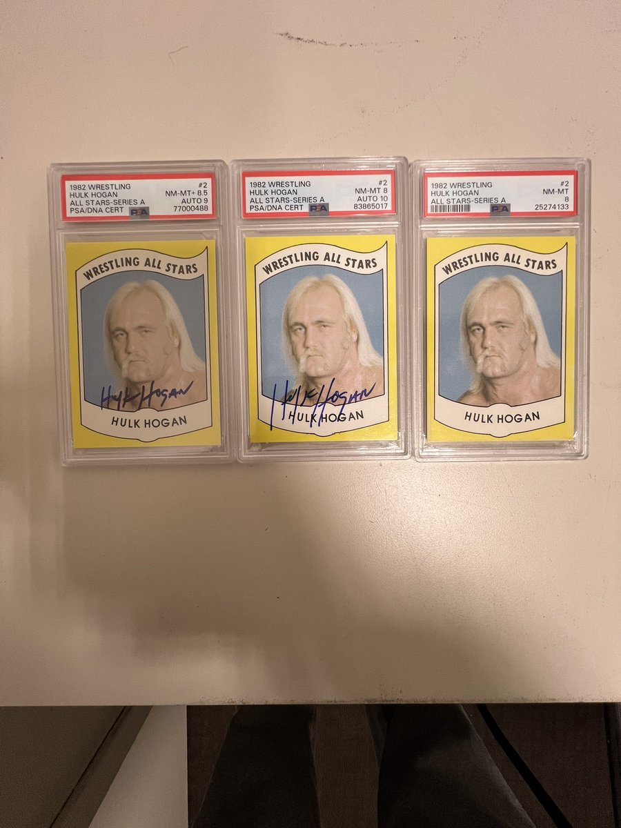 Nothing like having some high graded 1982 Wrestling All Stars Hulk Hogan cards for the PC @kickteastar @HulkHogan @PSAcard @KenGoldin @LasVegasSlabs @CardPurchaser @PSAcard @darrenrovell @JeremyCom @PWCCmarketplace #HulkHogan #WrestleMania40 #1982wrestlingallstars #thehobby