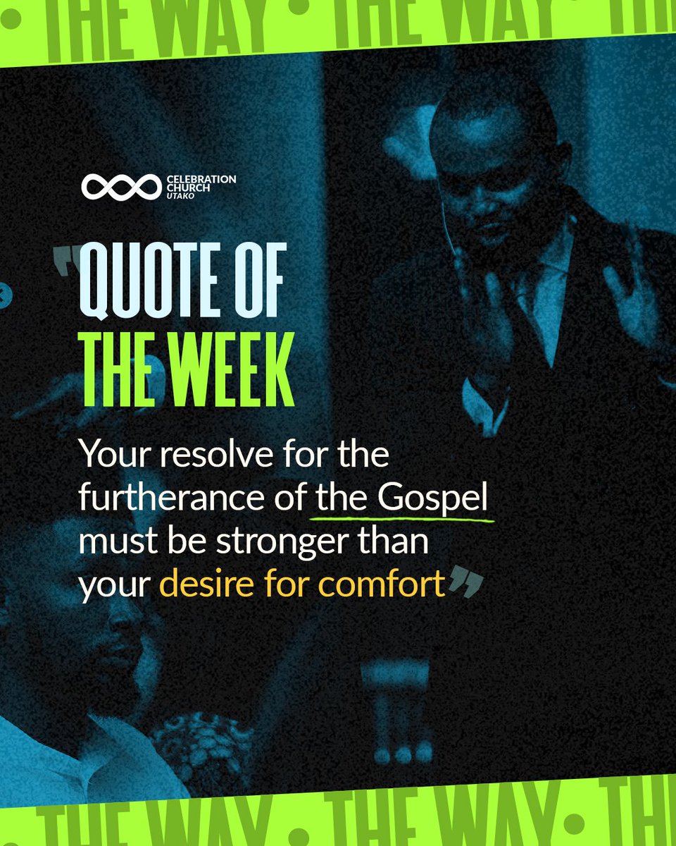 We have been enlisted into the army that will take the gospel to the ends of the earth.

Therefore, we can't afford to prioritize convenience when it comes to standing for what we believe. 

This week, be intentional about the gospel of Christ. 
Have a blessed week! 

#cciabuja