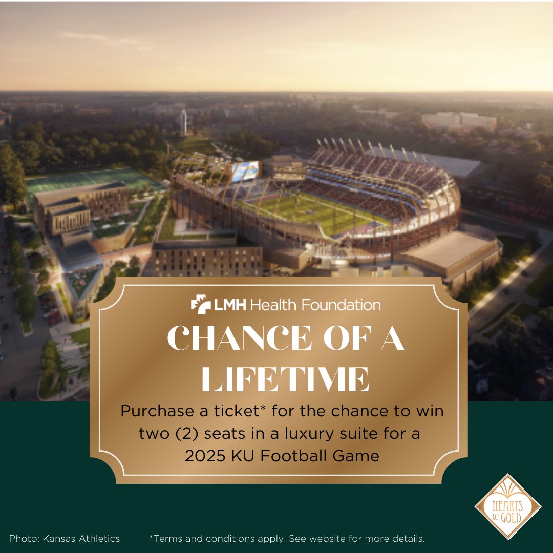 Be one of the first to enjoy the exclusive suite experience at the new David Booth Kansas Memorial Stadium, alongside Dana Anderson, for a top-tier game in the 2025 season*. Learn more at, bit.ly/43Pd1C6 *Dependent on completion timeframe of the stadium.