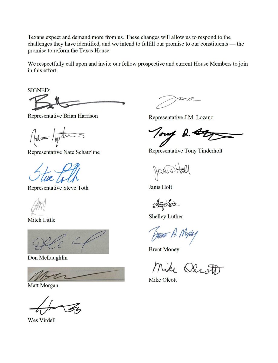 Contract With Texas! We look forward to ending the uni-party in the Texas House. Ask your legislator to sign on! We welcome every Texas House Member to sign. Let’s do what voters have asked! #txlege #ContractWithTexas