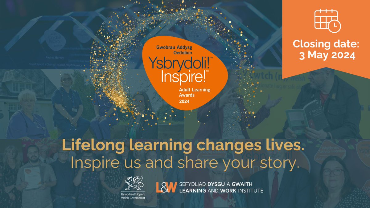 📢It’s time to get nominating for @LearnWorkCymru’s Inspire! Adult Learning Awards. Shine a light on amazing learners, community projects and organisations in Wales, dedicated to lifelong learning✨Nominate by 3rd May: learningandwork.wales/what -we-do/inspire-awards/inspire-awards/