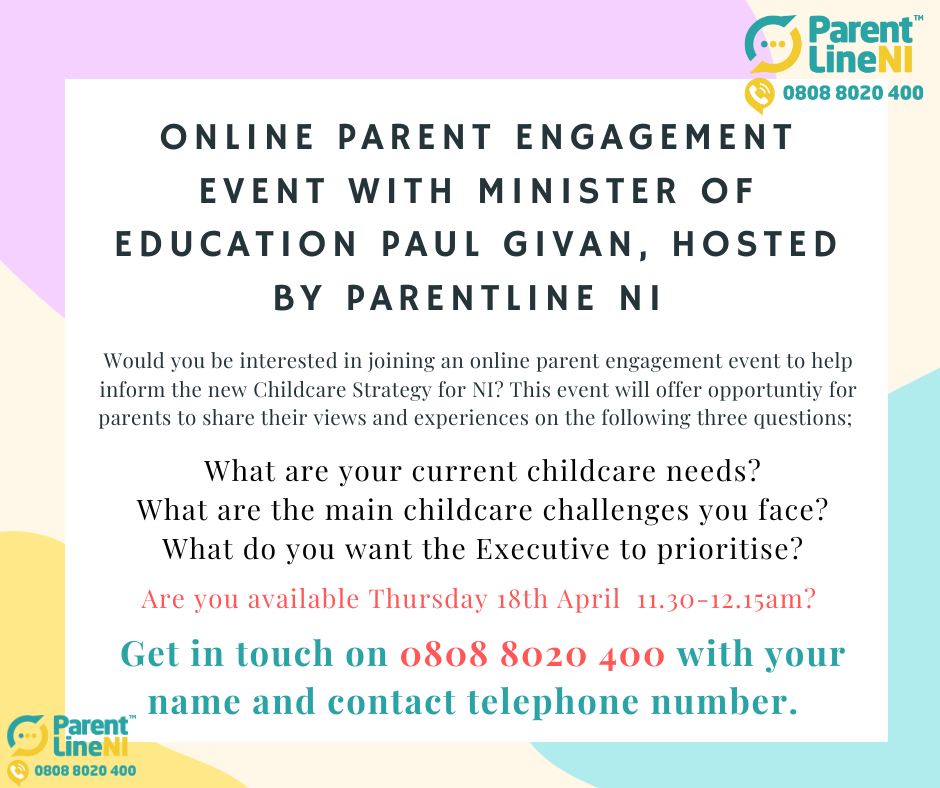 Parents, have your voice heard!!
Get in touch to register your interest! 
0808 8020 400
