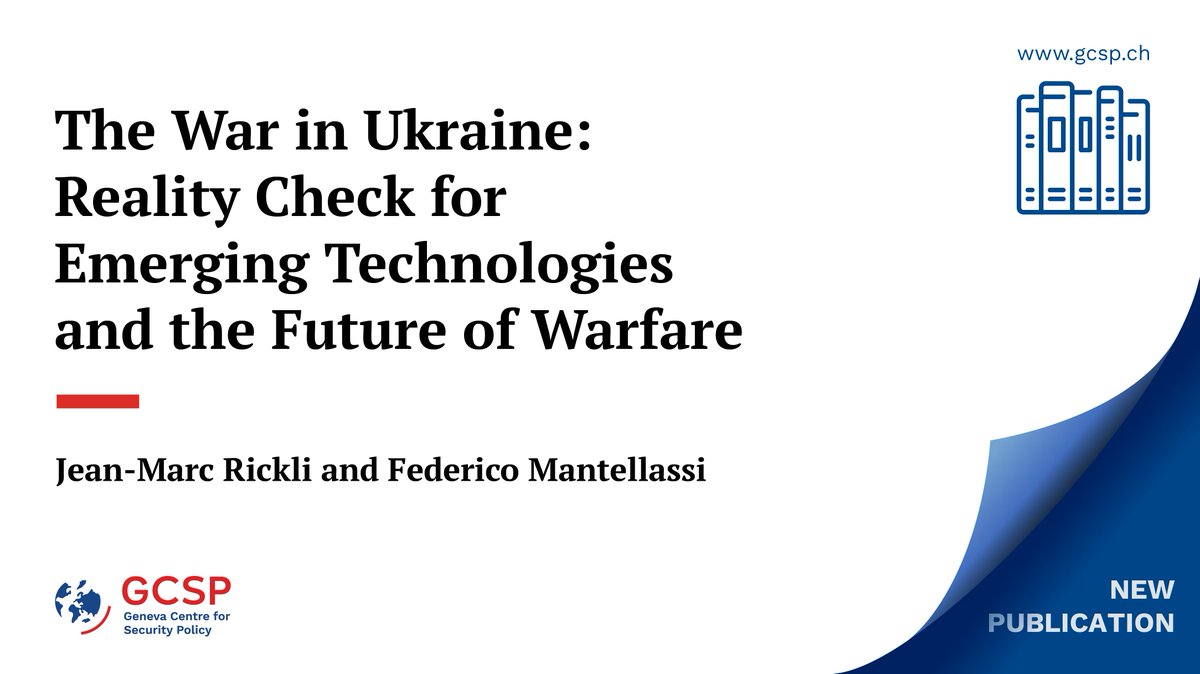 Read our newest Geneva Paper! 📖 Through an analysis of the War in #Ukraine, authors @Dr_JMRickli and @FedeGCSP explore how emerging technologies such as #AI impact conflicts of this scale and how relevant they are to current modern warfare. 👉 bit.ly/4cP7mjn