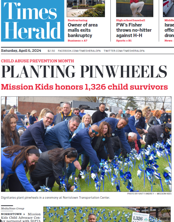 ICYMI! I joined @MissionKidsCAC to honor the 1,326 child abuse survivors served by Mission Kids last year! We planted 1,326 pinwheels as a symbol of innocence and hope. I was proud to stand up in the fight to protect our children! Read more here: enewspaper.timesherald.com/html5/reader/p…
