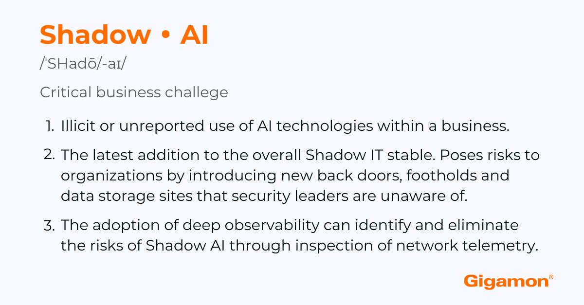 😶‍🌫️ Do you have AI hiding in the shadows of your IT network? Find out with the Gigamon  Deep Observability Pipeline: ow.ly/X2Vq30sBpKJ

#AI #DeepObservability #visibility