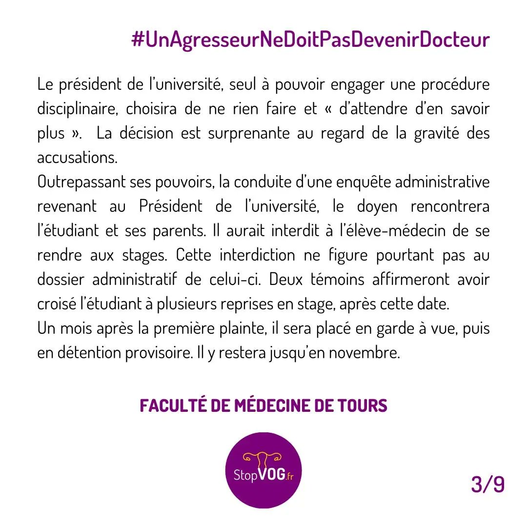 Un étudiant en médecine condamné pour agressions sexuelles libre de poursuivre ses études ! ⛔️

Aucun des Doyens des Universités de Médecine qu'il a fréquentées n'a jugé bon d'engager des procédures disciplinaires ⚠️

⤵️ 1/3

#StopVOG